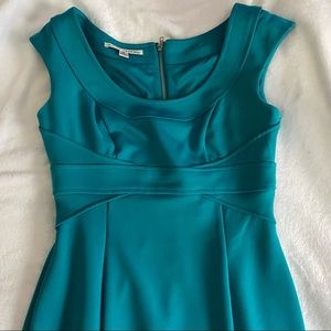 MAGGY LONDON Teal zip-up midi dress